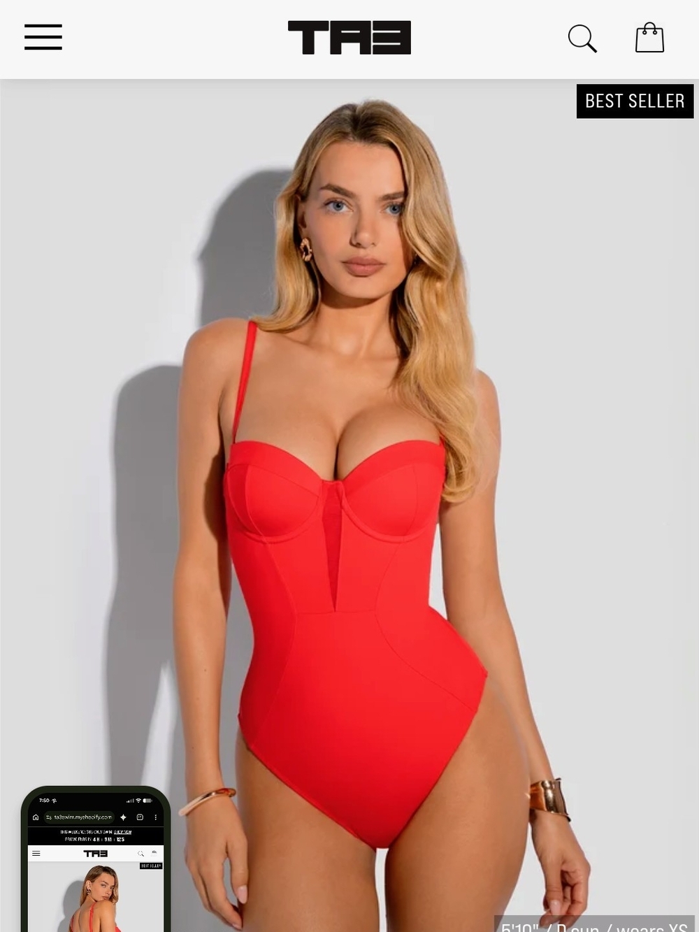 Women's Red One-Piece Bustier Swimsuit
